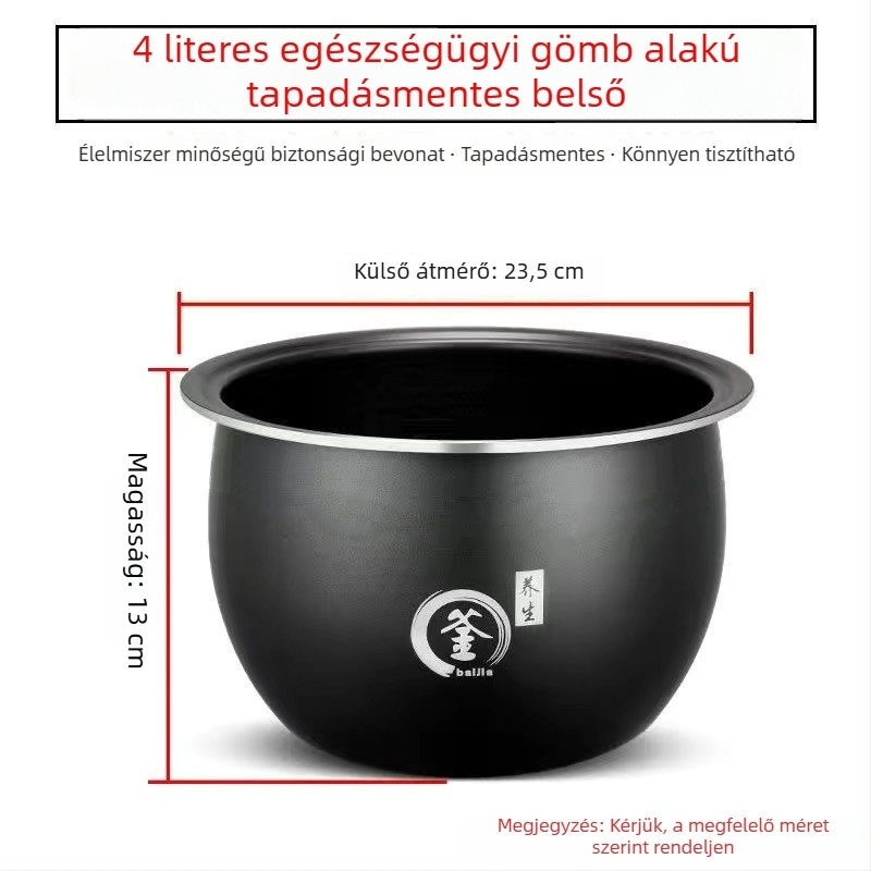 Universális belső edény rizsfőzőhöz, 5 literes kapacitás, kompatibil Meiling, Wanlida és Xianke, vastagított gömb alakú belső edény