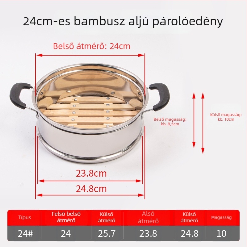 Szegecelt bambusz alapú párolókosár, ideális zsemle és knédli párolásához