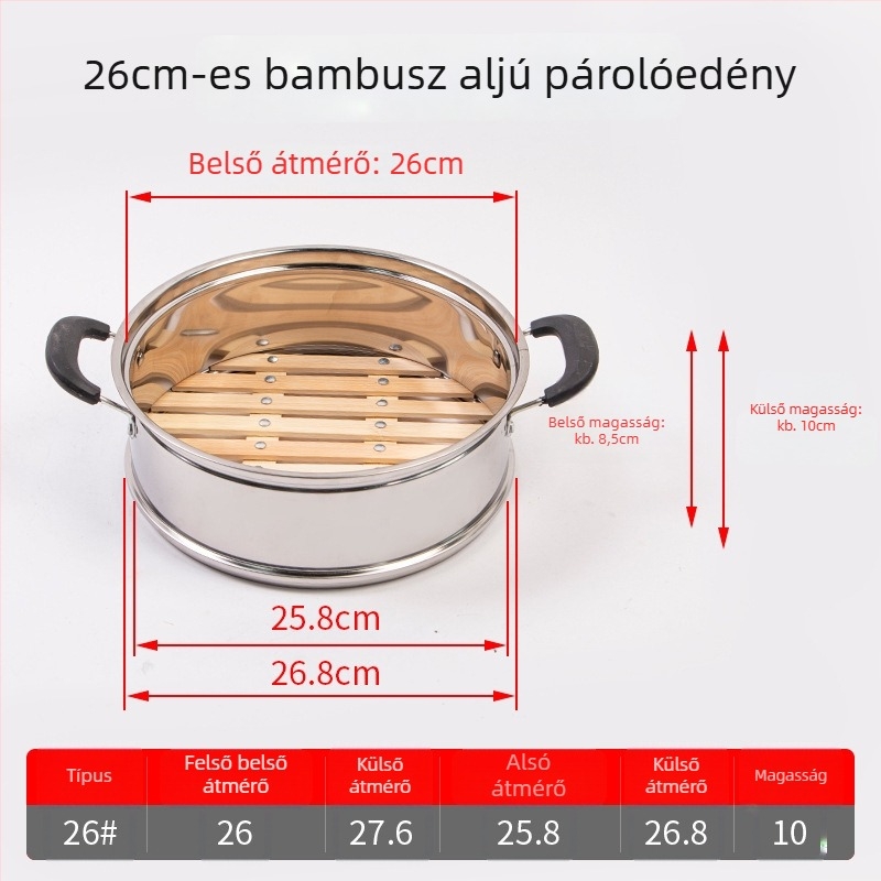 Szegecelt bambusz alapú párolókosár, ideális zsemle és knédli párolásához