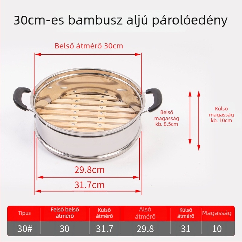 Szegecelt bambusz alapú párolókosár, ideális zsemle és knédli párolásához
