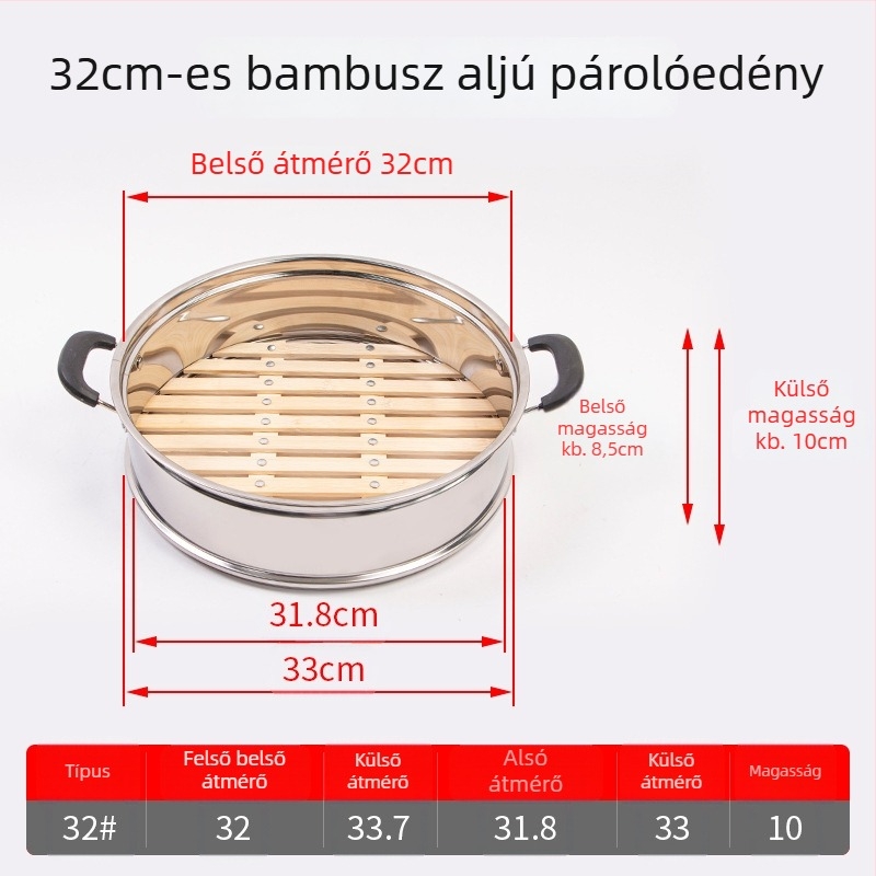 Szegecelt bambusz alapú párolókosár, ideális zsemle és knédli párolásához
