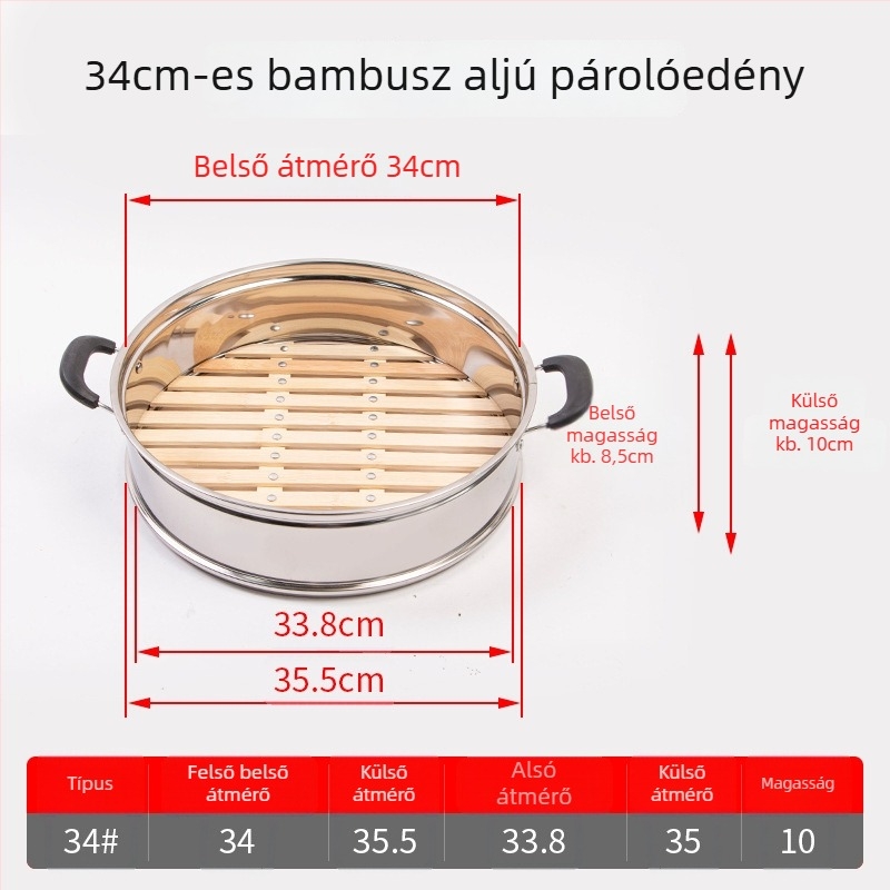 Szegecelt bambusz alapú párolókosár, ideális zsemle és knédli párolásához