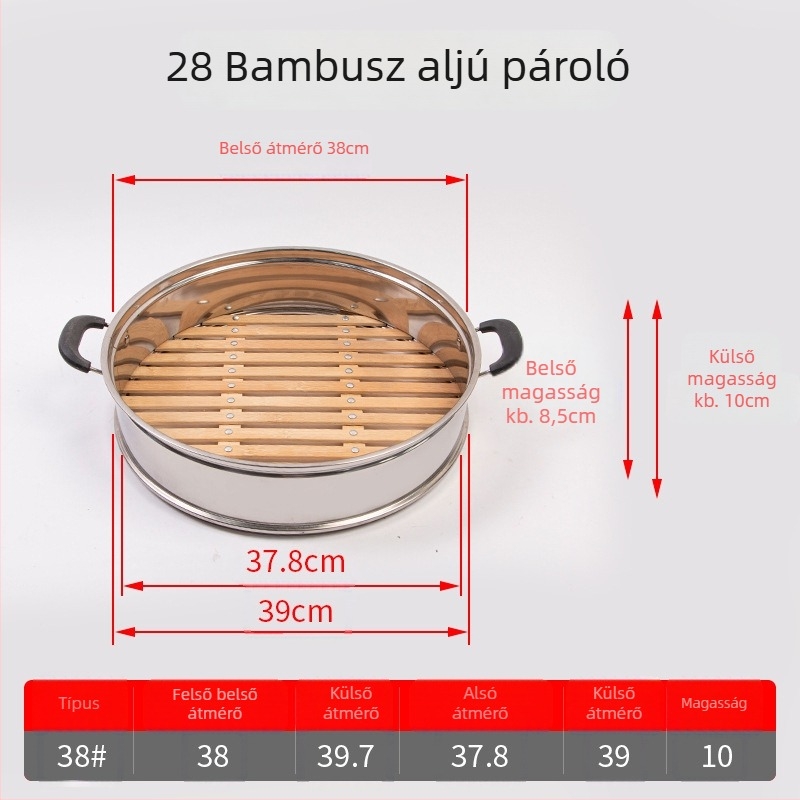 Szegecelt bambusz alapú párolókosár, ideális zsemle és knédli párolásához