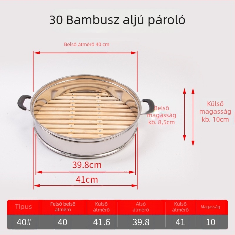Szegecelt bambusz alapú párolókosár, ideális zsemle és knédli párolásához
