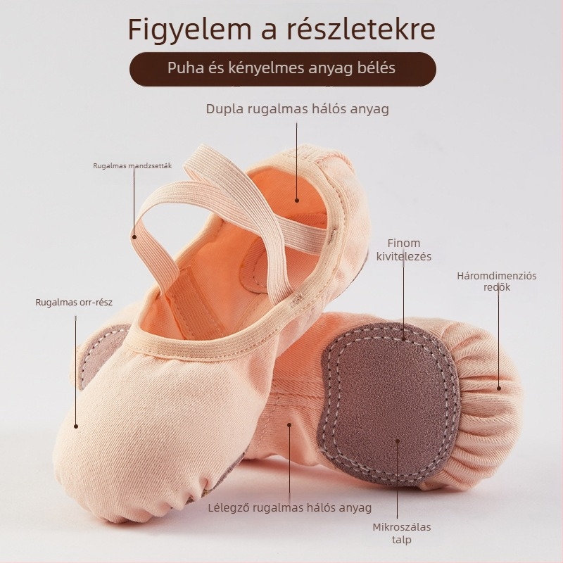 Női tánccipők puha talppal balethez és modern tánchoz, rugalmas anyag, felnőtteknek, macska mancs stílus, jóga