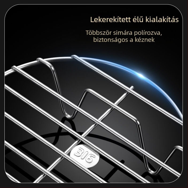 Élelmiszer-minőségű 316 rozsdamentes acél gőzítő rács tojásokhoz, wok használathoz, nagy méret, magas lábak