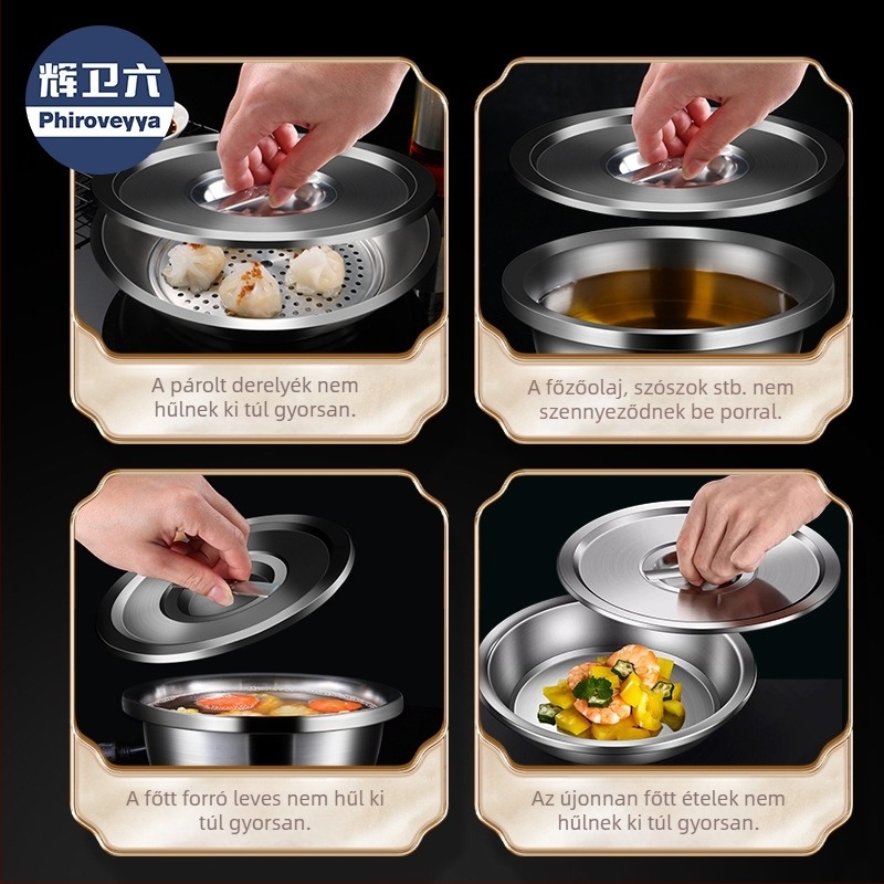 304 rozsdamentes acélból készült fedő, élelmiszer-minőségű, főzőedényhez, háztartási használatra, többfunkciós és vastag
