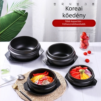 Koreai stílusú kőedény otthoni használatra – Bibimbap és pörkölt edény, kis edény tapadásmentes bevonattal, gáztűzhelyhez kompatibilis, Chef Meisi