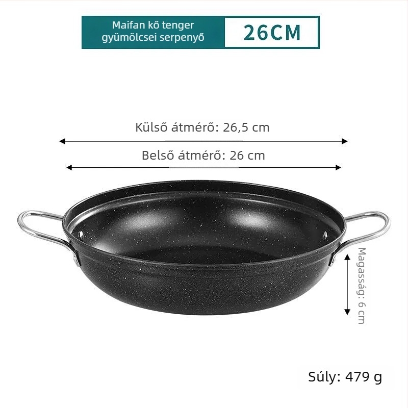 Kétfülű kovácsoltvas edény csirke pörkölt és agyagba készített rizshez, indukciós főzőlaphoz, tapadásmentes bevonattal