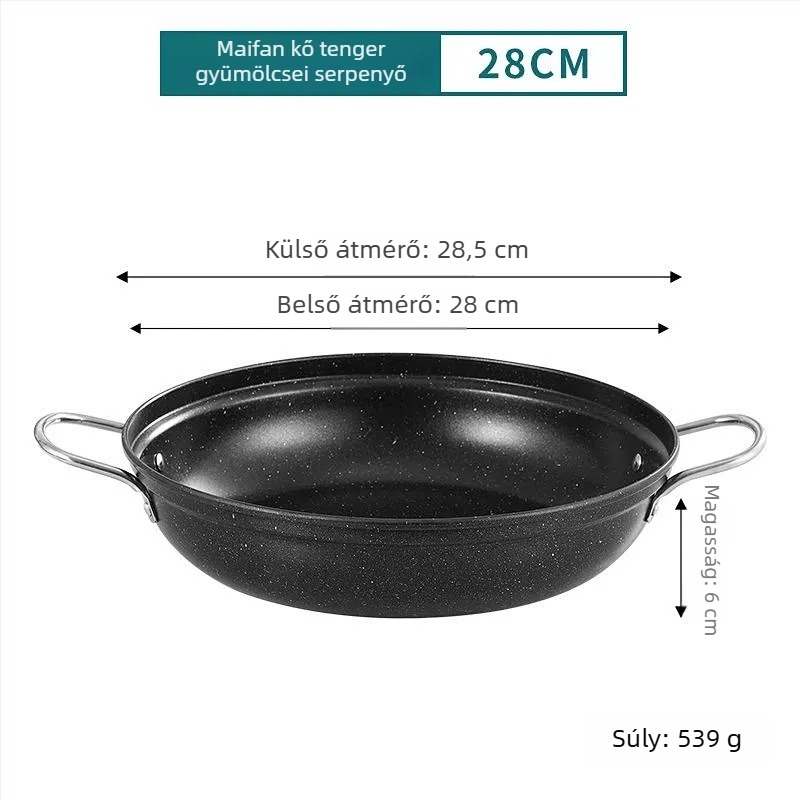 Kétfülű kovácsoltvas edény csirke pörkölt és agyagba készített rizshez, indukciós főzőlaphoz, tapadásmentes bevonattal