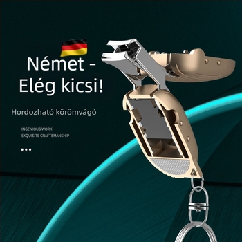 Összecsukható mini körömvágó, hordozható kulcstartó, flip-top fedél