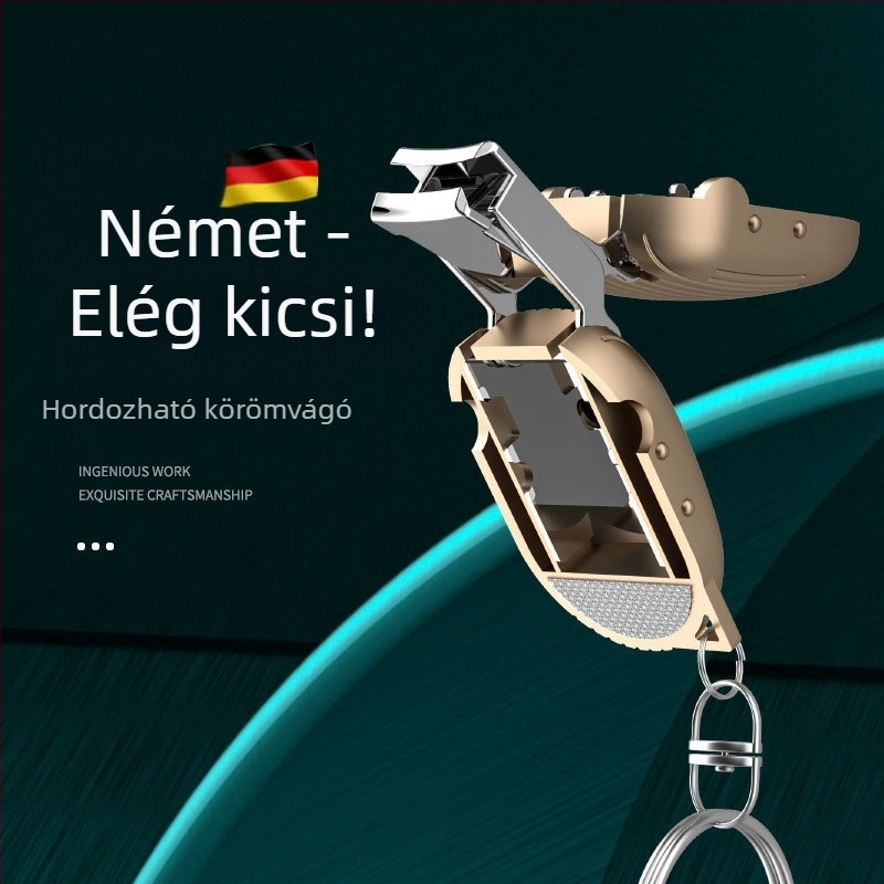 Összecsukható mini körömvágó, hordozható kulcstartó, flip-top fedél