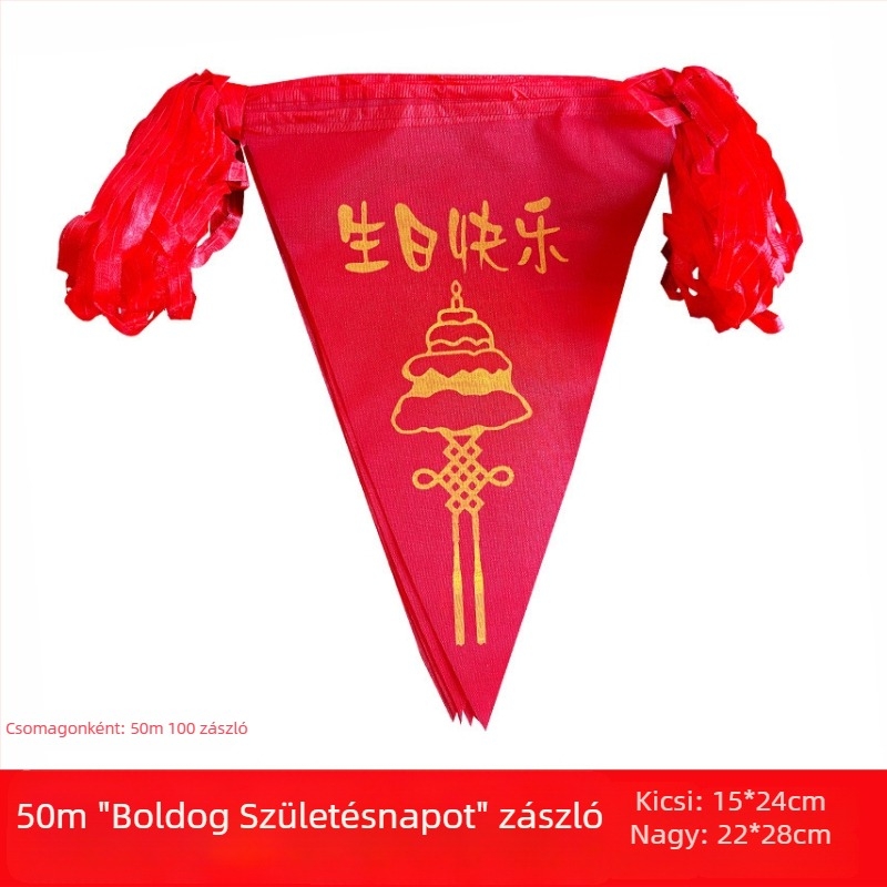 Születésnapi dekoráció készlet színes zászlók és lampionokkal udvarra