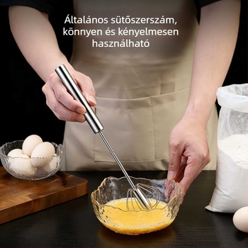 Rozsdamentes acélból készült kézi tojásfelverő, toló típusú tejszínhab-gyúró, félautomata forgó konyhai eszköz
