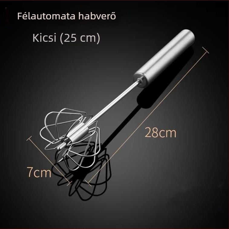 Rozsdamentes acélból készült kézi tojáshabosító, otthoni használatra, forgó kivitel
