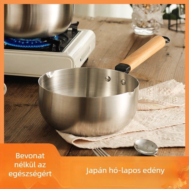 Japán stílusú rozsdamentes acél fazék üvegfedővel, 2,1–3 L, égésgátló, korrózióálló, leveshez, tésztához, tejhez, Luosifen