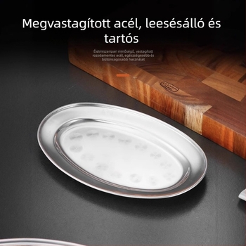 Rozsdamentes acélból készült ovális tál, vastag, kereskedelmi használatra — nagy pároló tál halhoz, rizstészta tekercsekhez, hot pothoz és grillhez