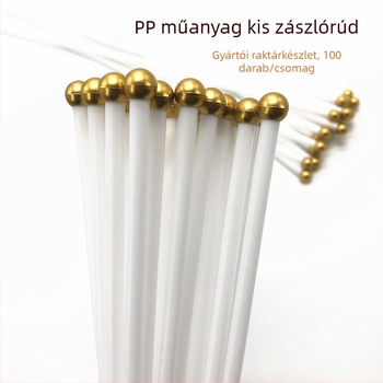 Műanyag kis zászlóoszlop No.7–No.8, kézi hajtású, fehér, 5 mm átmérő, 30–40 cm hosszú, kerek fejű sapka