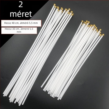 Műanyag kis zászlóoszlop No.7–No.8, kézi hajtású, fehér, 5 mm átmérő, 30–40 cm hosszú, kerek fejű sapka