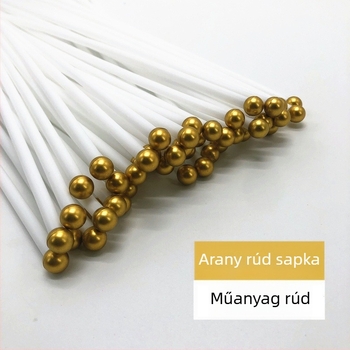 Műanyag kis zászlóoszlop No.7–No.8, kézi hajtású, fehér, 5 mm átmérő, 30–40 cm hosszú, kerek fejű sapka