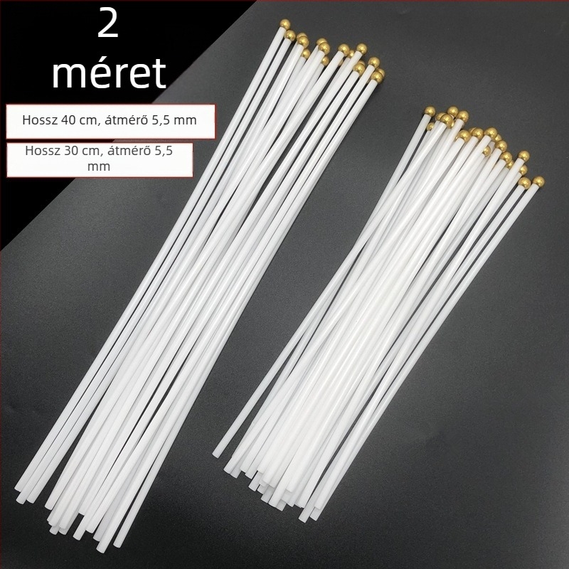 Műanyag kis zászlóoszlop No.7–No.8, kézi hajtású, fehér, 5 mm átmérő, 30–40 cm hosszú, kerek fejű sapka