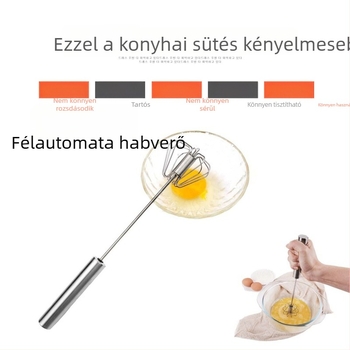 Rozsdamentes acélból készült kézi tojáshabosító – kézi működtetésű, tojás és tejszín keveréséhez, tartós és könnyen használható