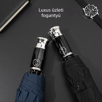 Teljesen automata összecsukható esernyő, nagy méretű, megerősített, 10 bordával, szélálló üzleti esernyő