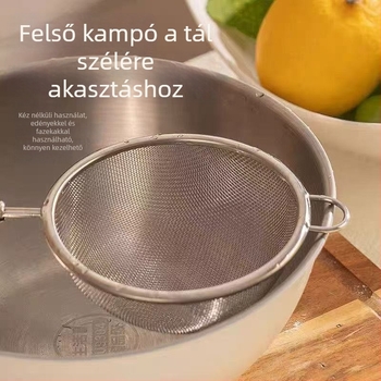 304 rozsdamentes acél hálószűrő fa fogantyúval, babaételekhez, szójatej és gyümölcslé szűrésére, mini liszt szita