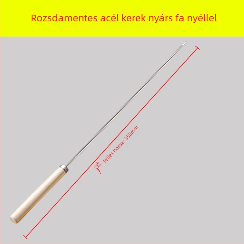 Yir rozsdamentes acél grillnyárs fa fogantyúval, lapos nyárs bárány kebabhoz, újrafelhasználható háztartási grillszerszámok