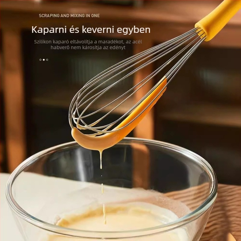 12 hüvelykes kézi tojáshabosító szilikon spatulával – tojásokhoz, tejszínhez és tésztához