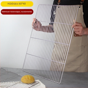 304 rozsdamentes acél sütés és hűtő rács, 60×40 cm, lábbal; torta hűtő rács; kenyér szárító rács; olajszűrő háló; kereskedelmi felhasználás