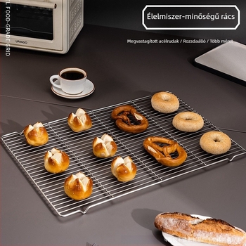 304 rozsdamentes acél sütés és hűtő rács, 60×40 cm, lábbal; torta hűtő rács; kenyér szárító rács; olajszűrő háló; kereskedelmi felhasználás