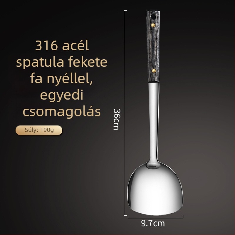 316L rozsdamentes acél konyhai eszközök készlet: spatula, főzőkanál, merőkanál és leveskanál