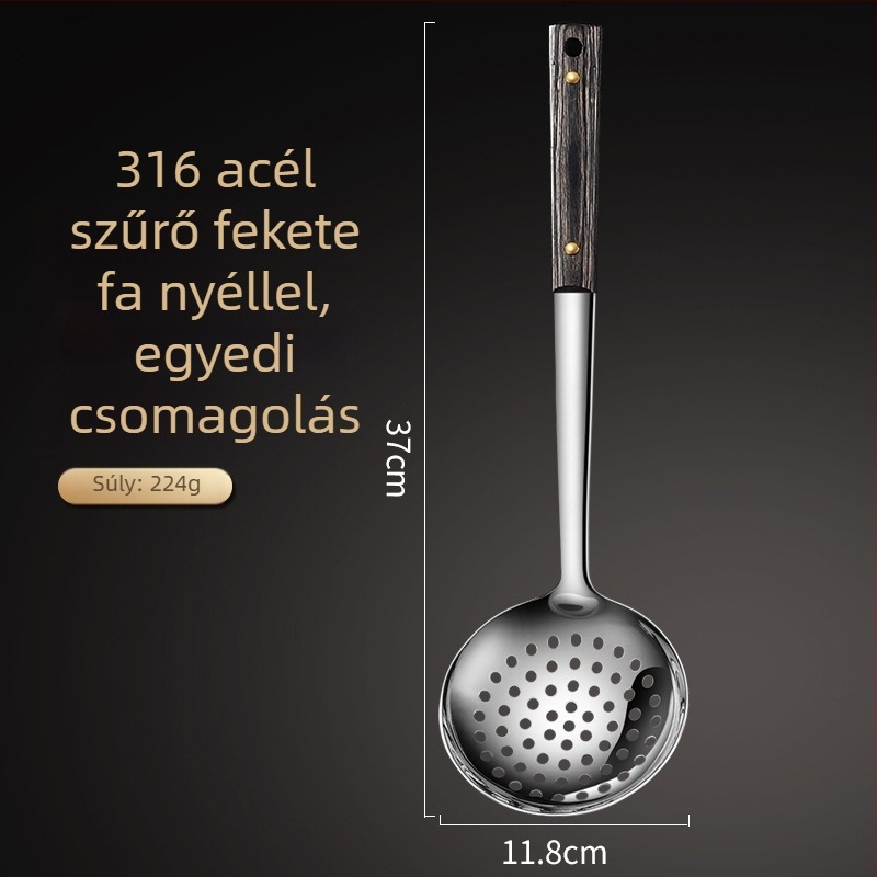 316L rozsdamentes acél konyhai eszközök készlet: spatula, főzőkanál, merőkanál és leveskanál
