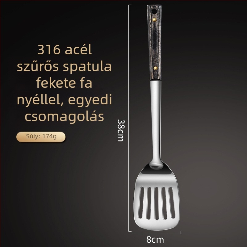 316L rozsdamentes acél konyhai eszközök készlet: spatula, főzőkanál, merőkanál és leveskanál