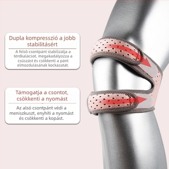 Szilikon patella térdvédő, szellőző, ütéscsillapító, nőknek, futásra és edzésre, dupla patella védelem