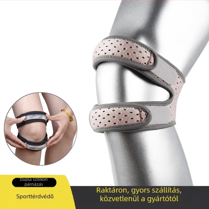 Szilikon patella térdvédő, szellőző, ütéscsillapító, nőknek, futásra és edzésre, dupla patella védelem