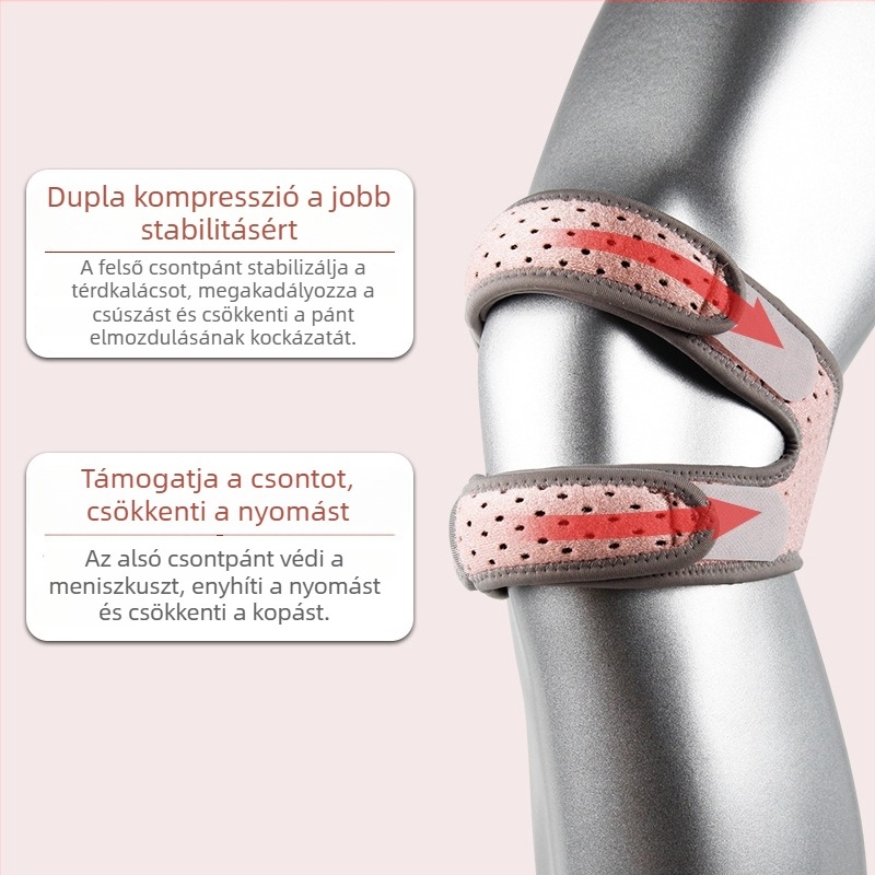 Szilikon patella térdvédő, szellőző, ütéscsillapító, nőknek, futásra és edzésre, dupla patella védelem