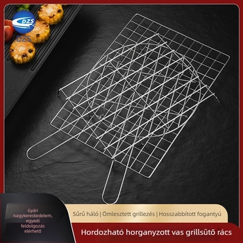 Rozsdamentes acélból készült kültéri grillháló hús- és halgrillhez, kenyér- és süteményhűtőállvány, teahőmelegítő