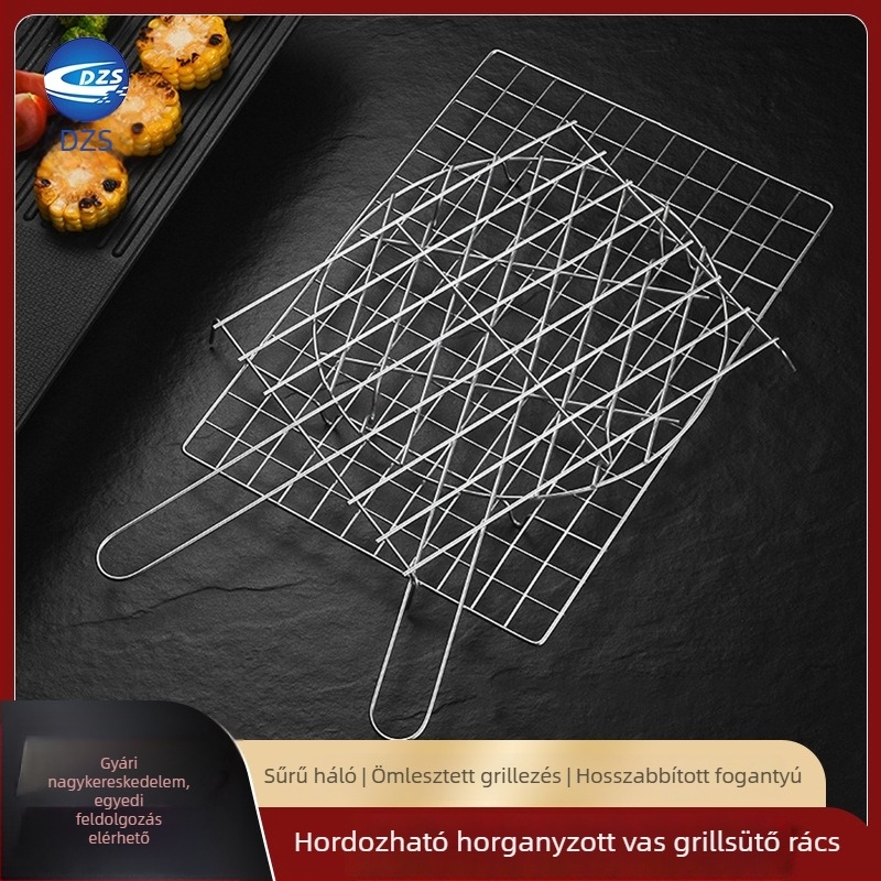 Rozsdamentes acélból készült kültéri grillháló hús- és halgrillhez, kenyér- és süteményhűtőállvány, teahőmelegítő