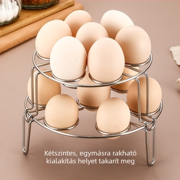 304 rozsdamentes acél gőzölő rács, egy- vagy kétszintes, hétlyukas tojásgőzölő rács, konyhai magas lábú gőzölő