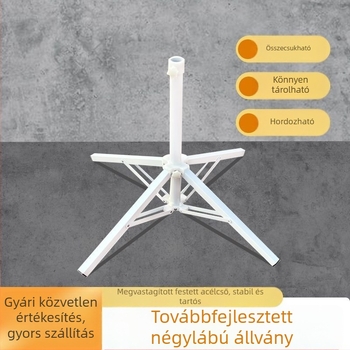 Kültéri napernyő négy lábú összecsukható talppal és rögzített tartóval