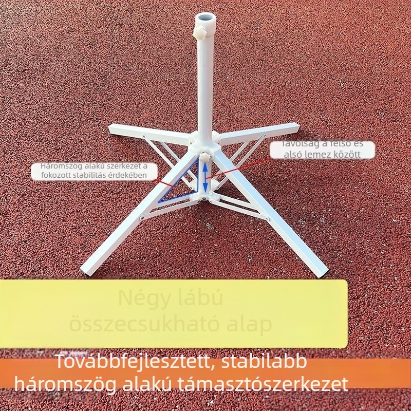 Kültéri napernyő négy lábú összecsukható talppal és rögzített tartóval