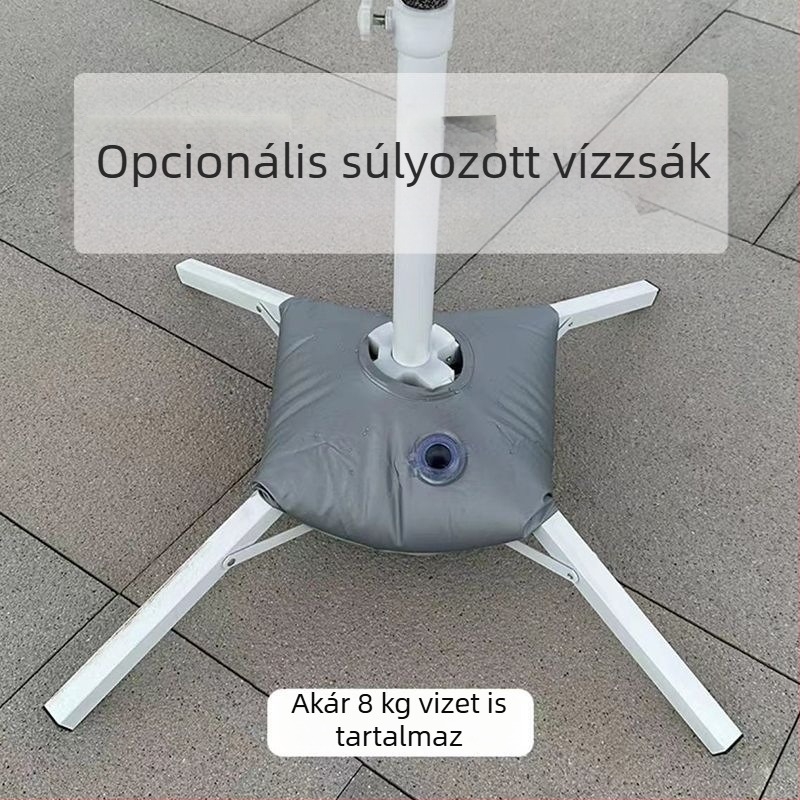 Kültéri napernyő négy lábú összecsukható talppal és rögzített tartóval