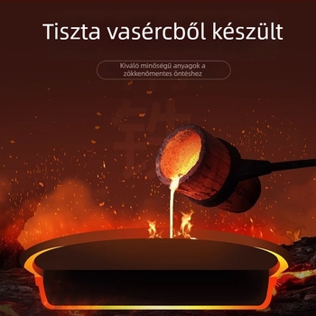 Kovácsolt vasból készült palacsinta- és serpenyő, sík aljzat, bevonat nélküli, tapadásmentes