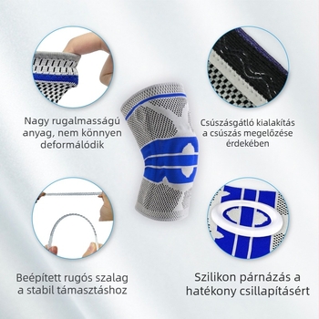 Kültéri kötött térdkalapok szilikonos meniszkusz védőhüvelyével, férfiaknak és nőknek, nylonrugós támasztással