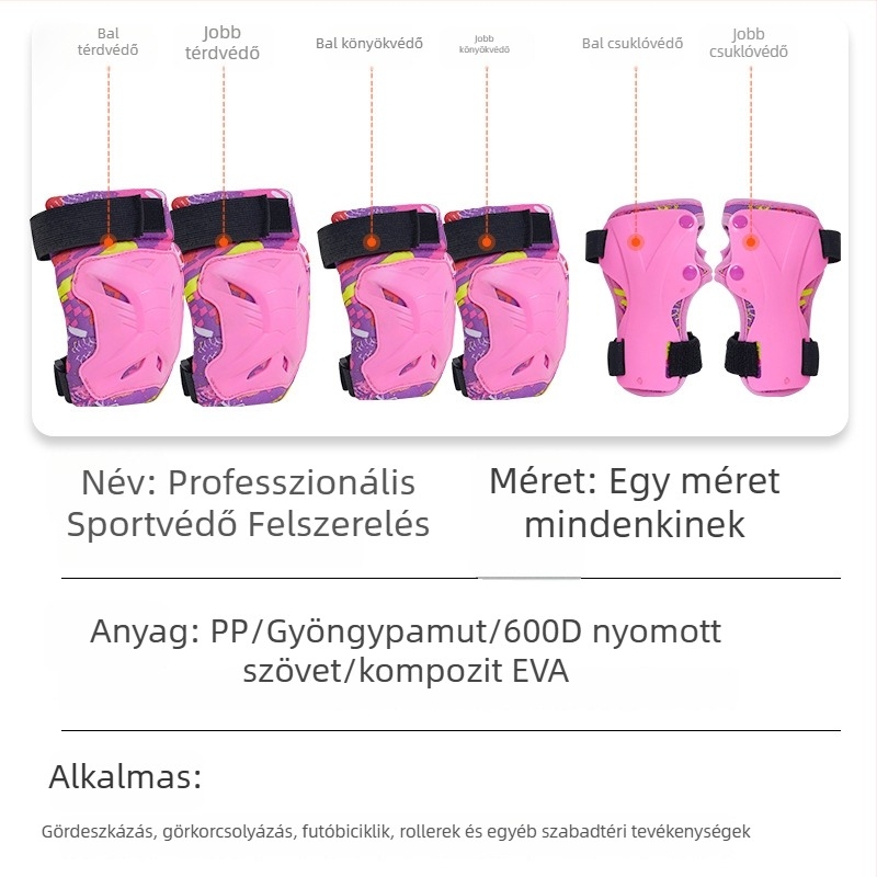 Gyerekeknek készült roller skating védőfelszerelés készlet – csukló-, könyök- és térdvédők (hab)