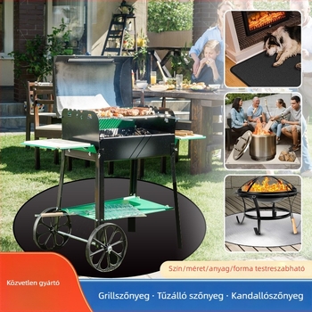 BBQ grillszőnyeg, magas hőmérséklet-állóságú, tűzálló kültéri szőnyeg teraszhoz és kerthez
