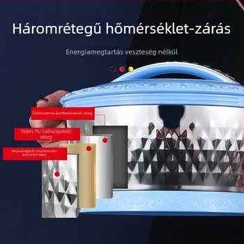 Hőszigetelt rozsdamentes acél edénykészlet, 3 darabos, zárható fedőkkel, 201 rozsdamentes acél