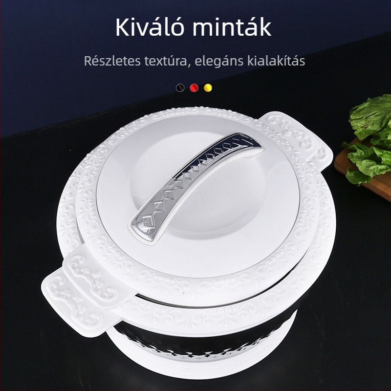 Hőszigetelt rozsdamentes acél edénykészlet, 3 darabos, zárható fedőkkel, 201 rozsdamentes acél